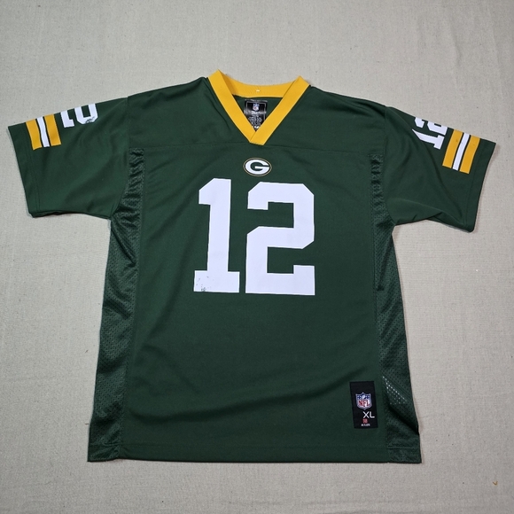 nfl team apparel Other - NFL Team Apparel Green Bay Packers #12 Rodgers Youth Jersey Size XL FLAWED READ